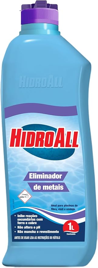 Eliminador de Metais para Piscina Ação Preventiva Contra Manchas 1L HidroAll