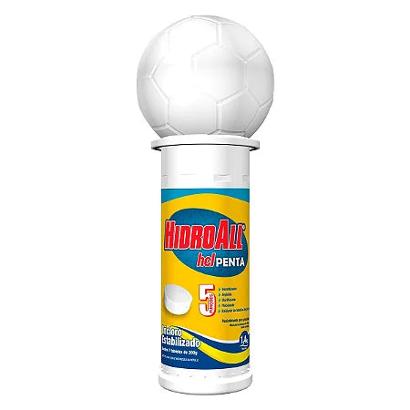 Flutuador de Cloro 5 em 1 para Piscina Pastilhas Estabilizadas 1,4kg HidroAll HCL Penta