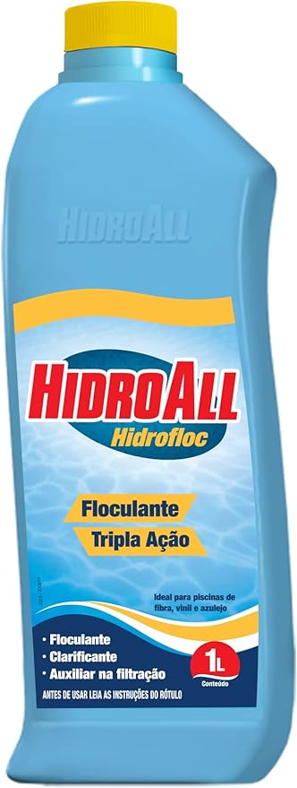 Clarificante para Piscina Tripla Ação em Solução Líquida Concentrada 1L Hidrofloc HidroAll