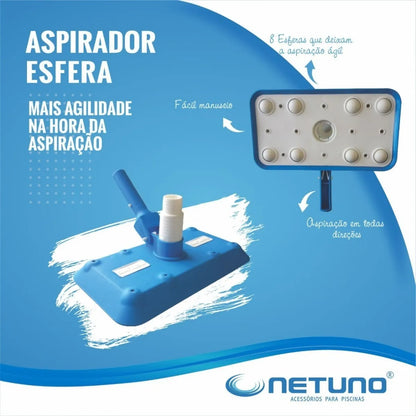 Aspirador para Piscina Esfera Plástico com Base Ampla Alta Resistência Netuno
