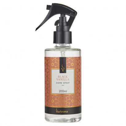 Home Spray Aromatizador de Ambiente Black Vanilla 200ml com Fragrância Intensa e Sofisticada em Base Premium – Via Aroma