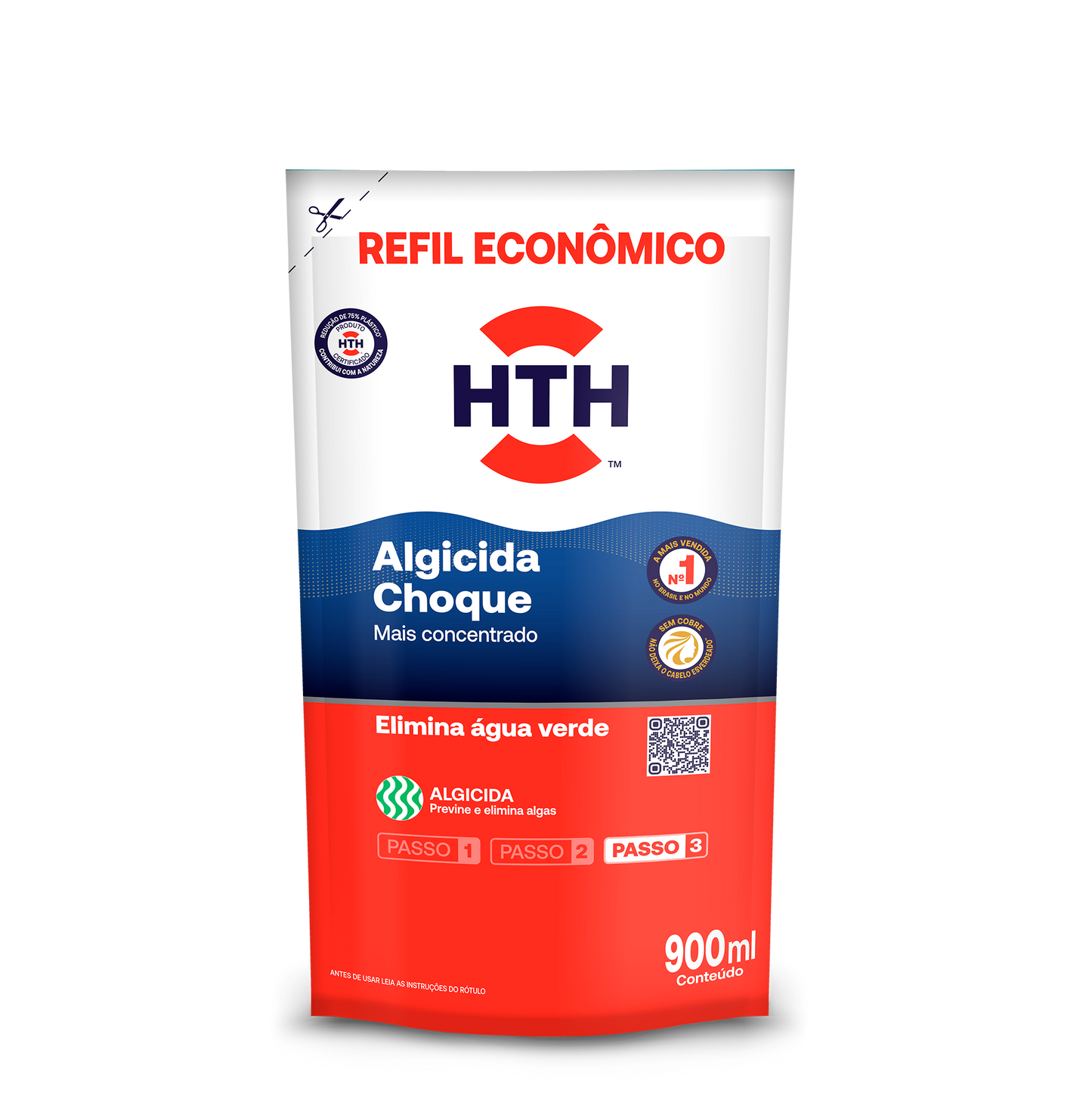 Algicida Choque para Piscina Refil 900ml de Ação Rápida Contra Algas – hth